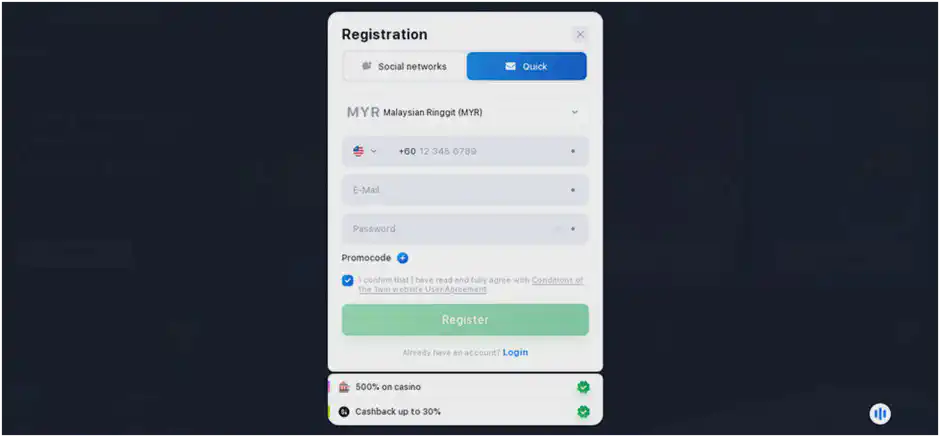 1win online registration